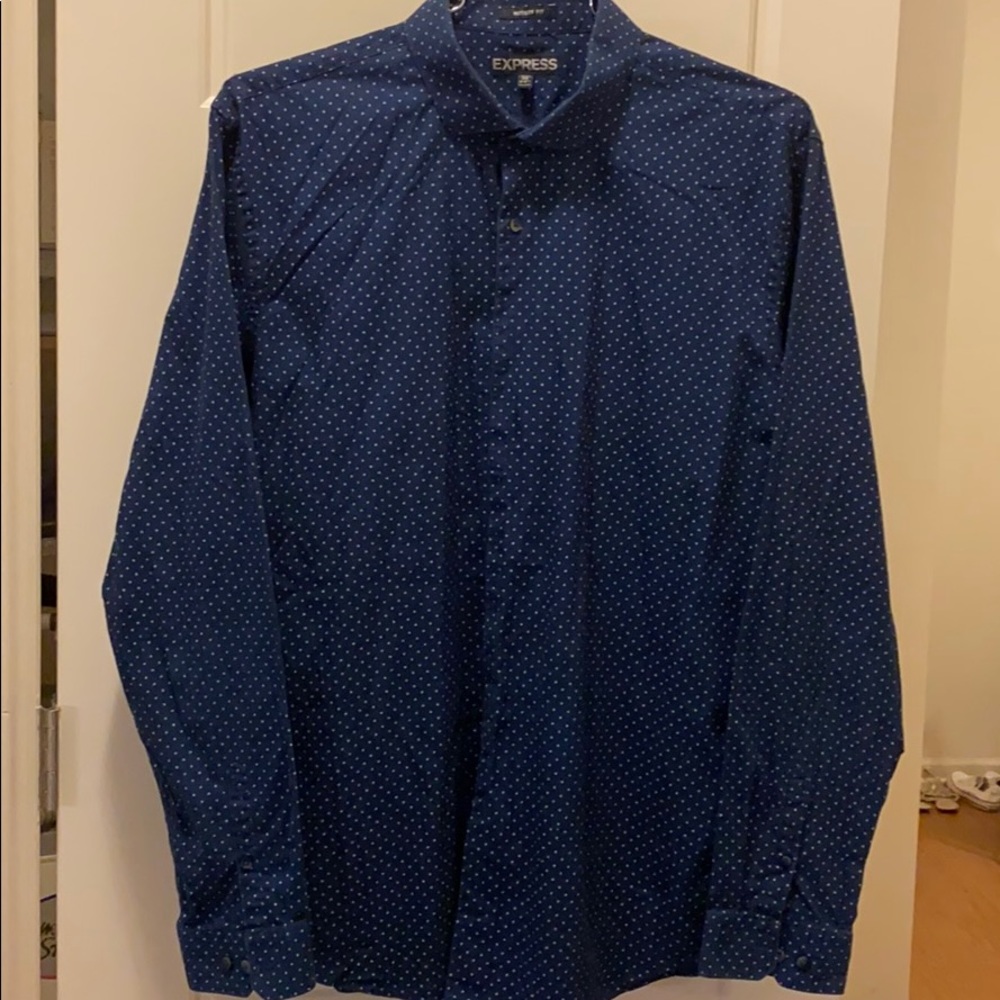 EXPRESS blue polka dot dress shirt